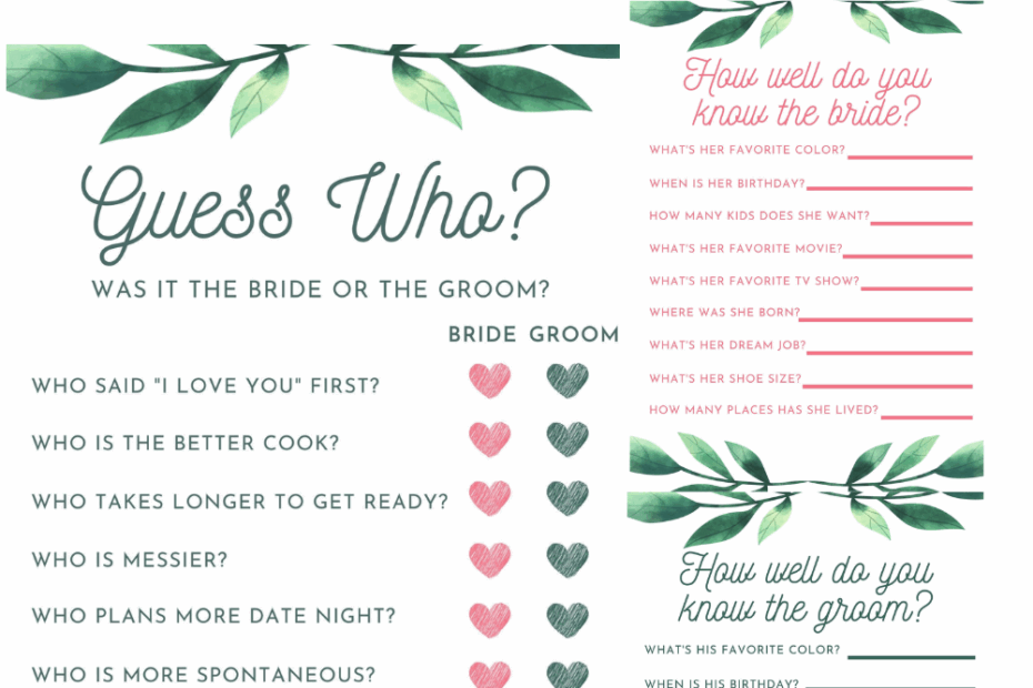 10 Free Printable Wedding Activities For Guests Lemon And Kiwi