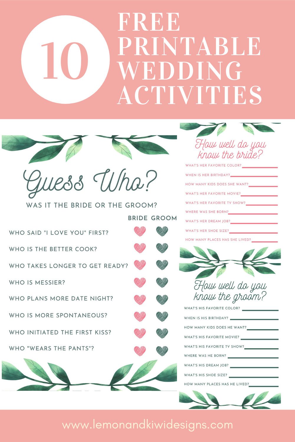 10 Free Printable Wedding Activities For Guests Lemon And Kiwi 