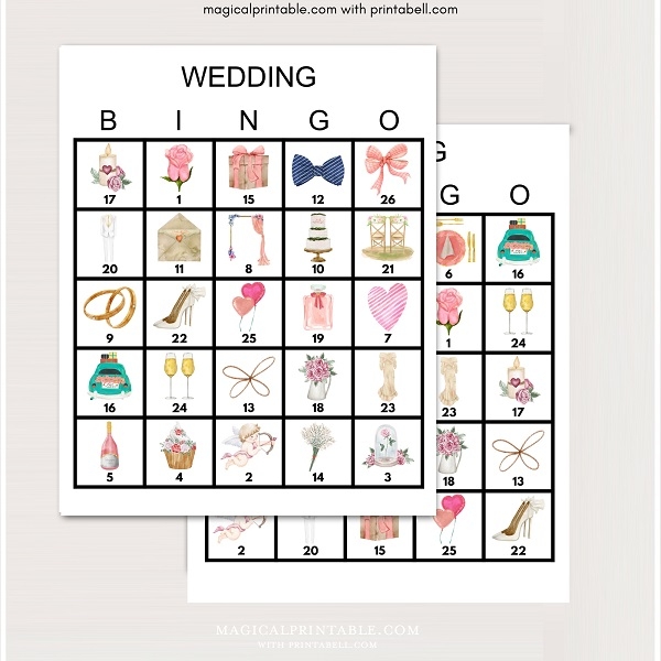 100 X Printable Wedding Bingo Printabell Express