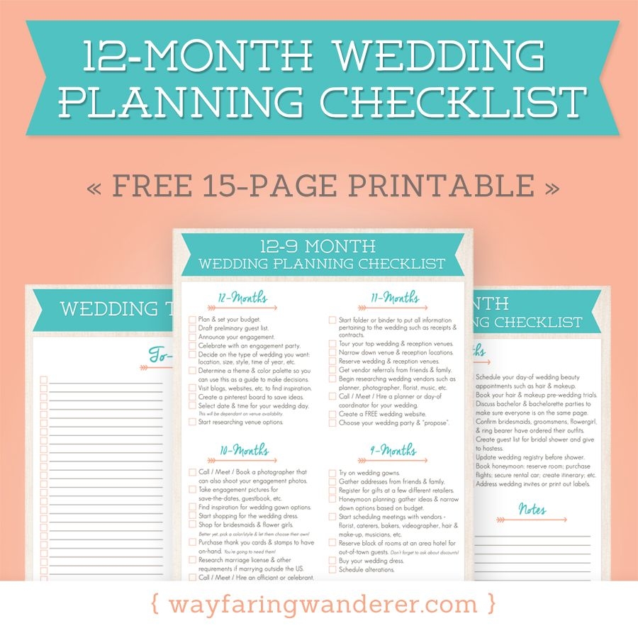 12 Month Wedding Planning Checklist Free Printable PDF