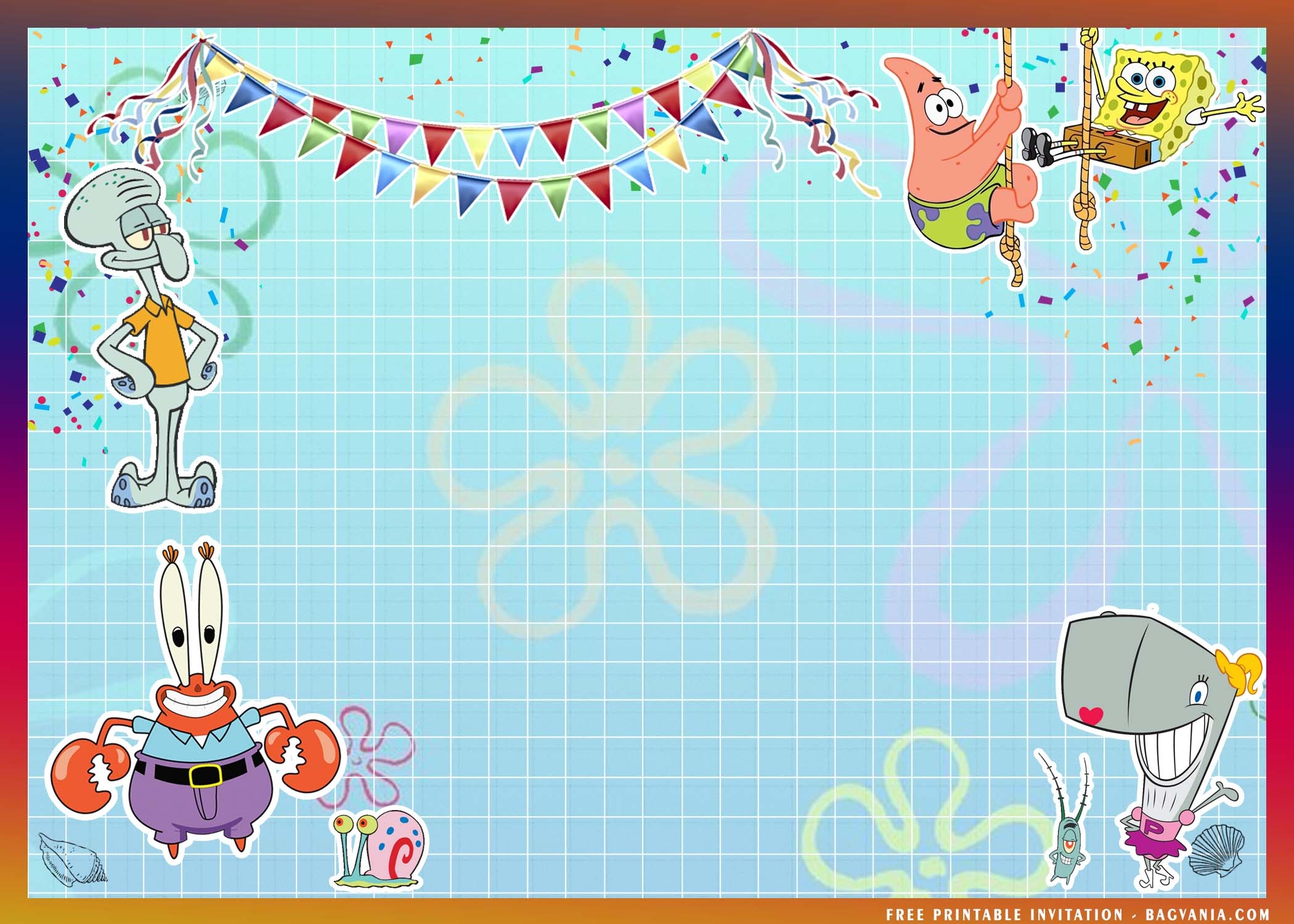 14 SpongeBob SquarePants Canva Birthday Invitation Templates Worksheets Library