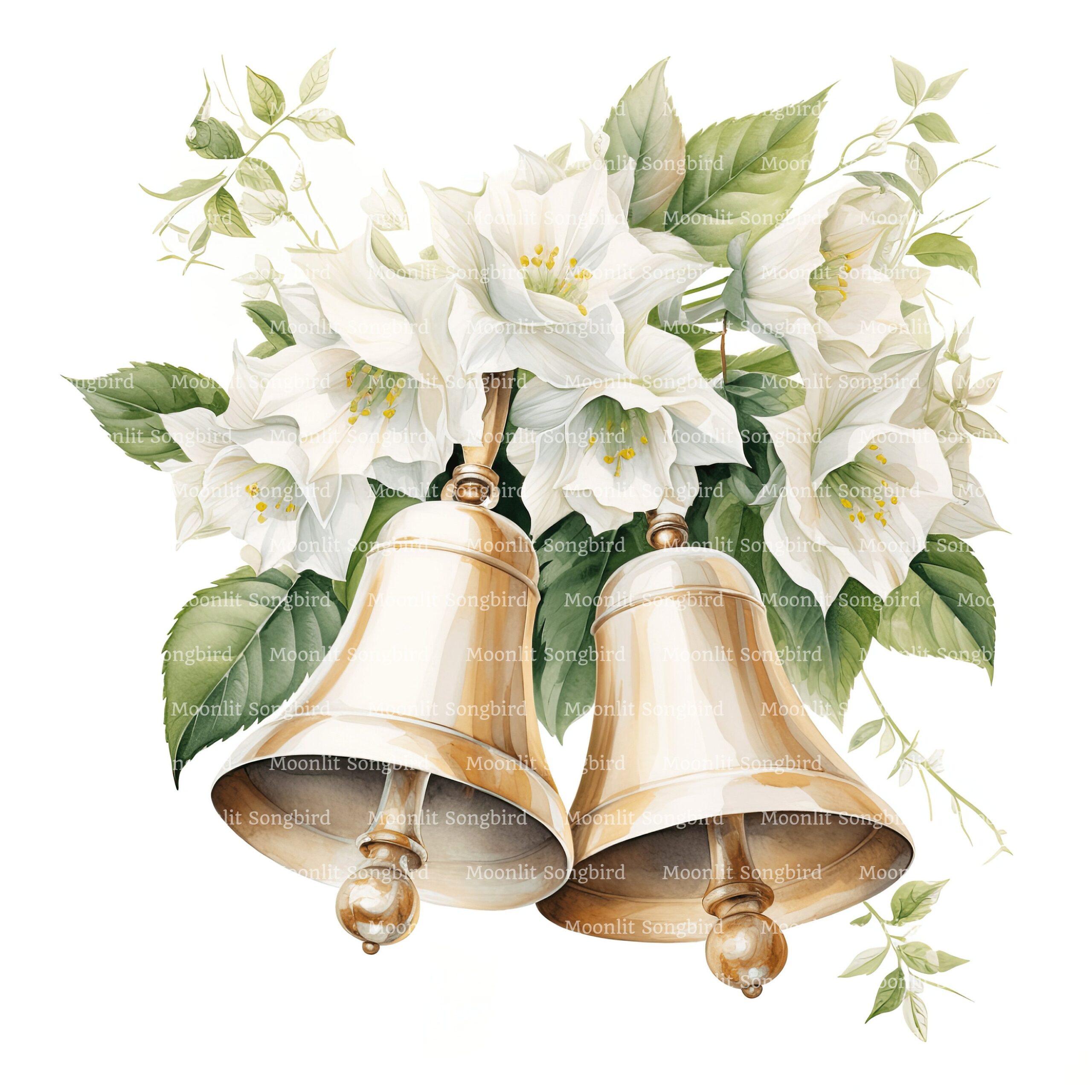 14 Wedding Bells And Flowers Clipart Digital Download Printable 