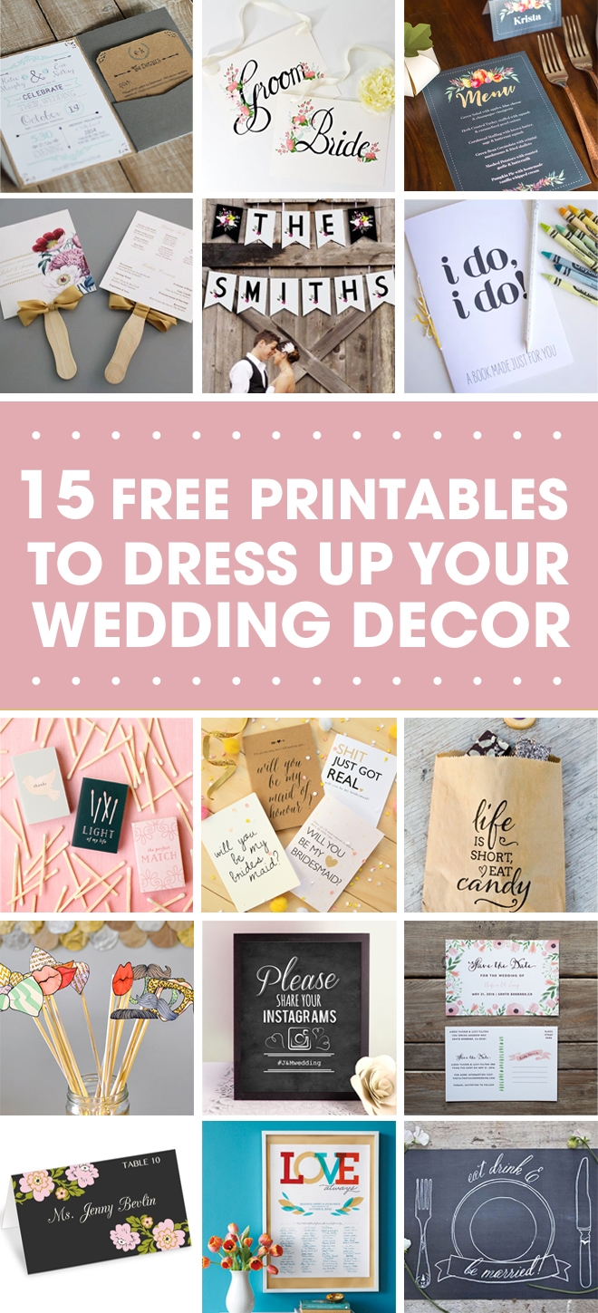 15 Free Awesome Wedding Printable Projects 