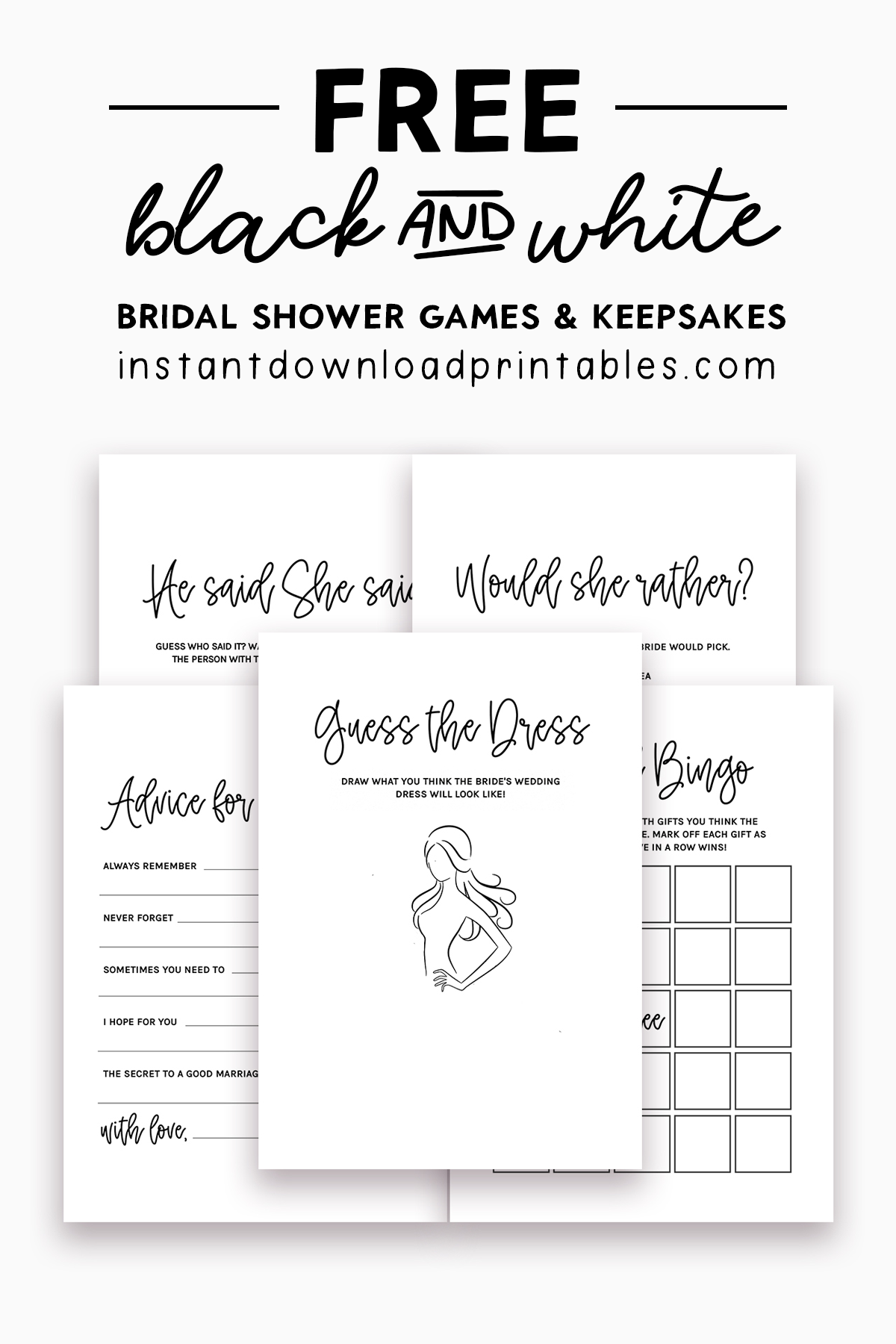 15 Free Bridal Shower Games And Keepsakes Printables Greenery And 