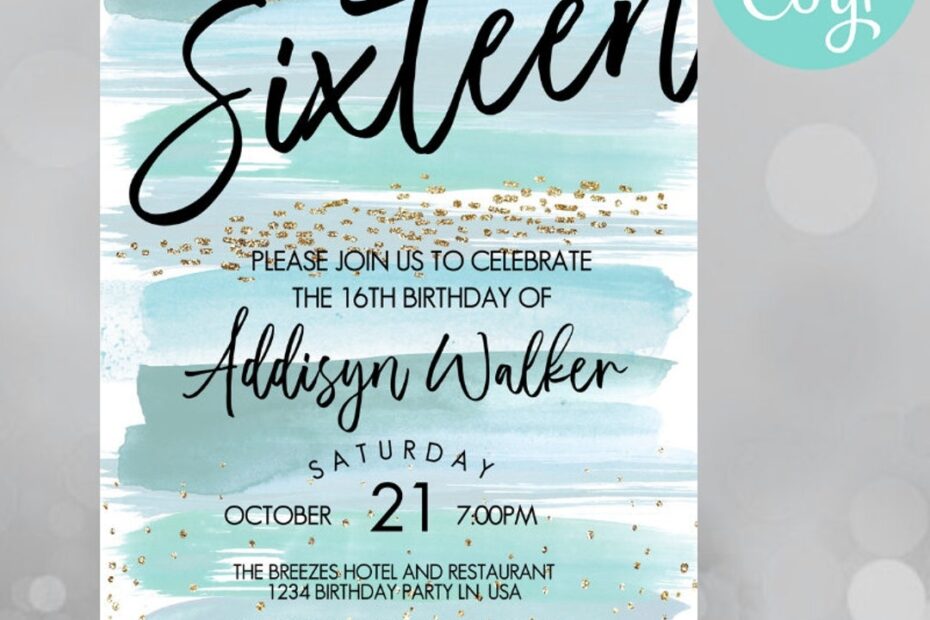 16th Birthday Invitation Birthday Invitation Girl Invitations Teenage Girl Birthday Invitation Birthday Invitations For Girls Etsy