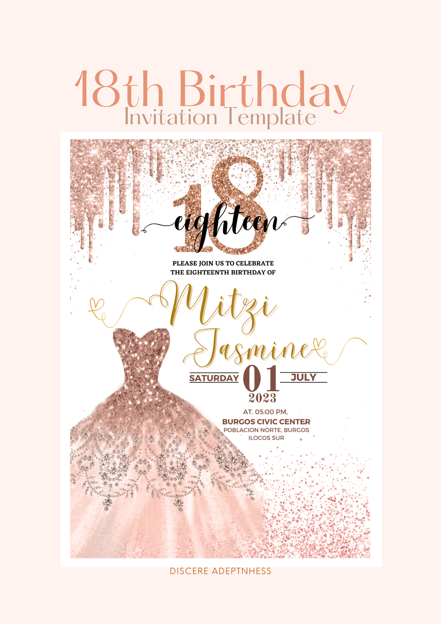 18th Birthday Old Rose Theme Invitation Template Editable And Printable Canva By Marienhessd Raket PH