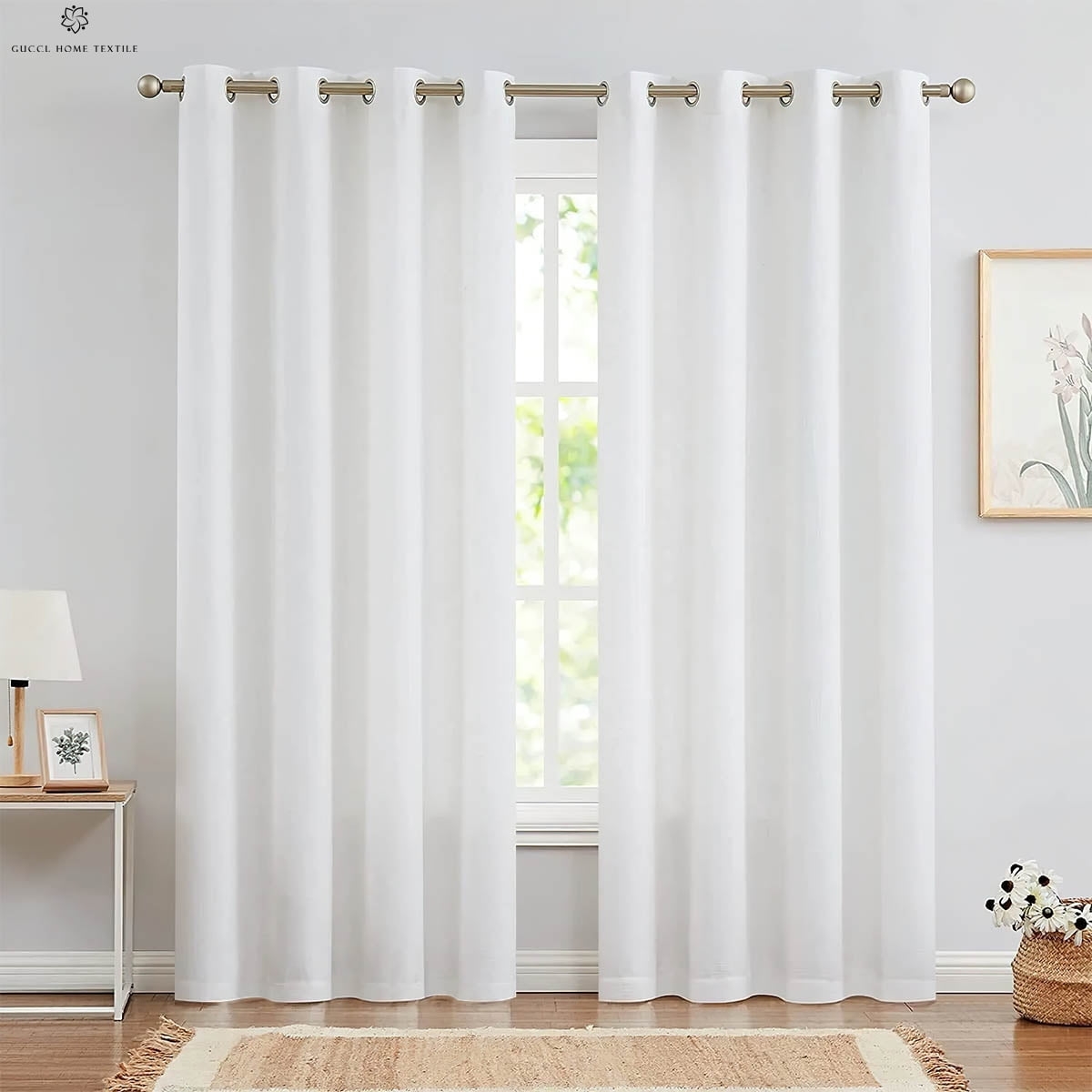 2 Pieces Of Wine Red White Gray Solid Color Curtains Modern Simple 