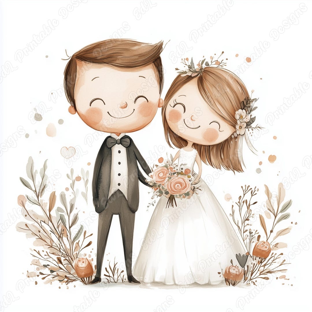 20 Cute Wedding Couple Clip Art Bride And Groom Printable Images Love Couple Digital Download Marriage Scrapbooking Paper Crafts JPG Set Etsy