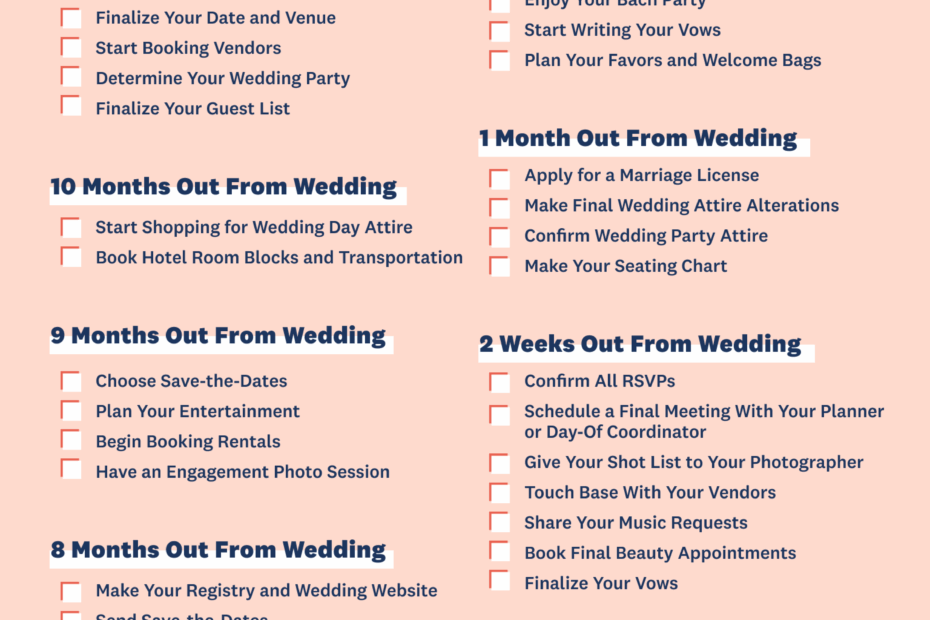 2024 Wedding Planning Checklist With Printable Timeline U0026 To Do
