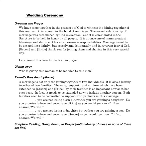 23 Wedding Ceremony Templates Free Sample Example Format Download