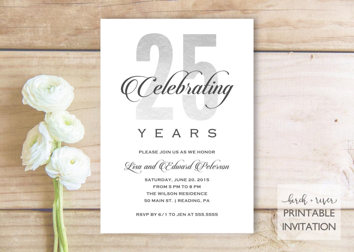 25th Anniversary Party Invitations