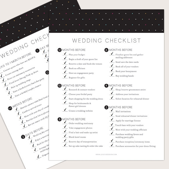 30 Day Wedding Checklist Printable