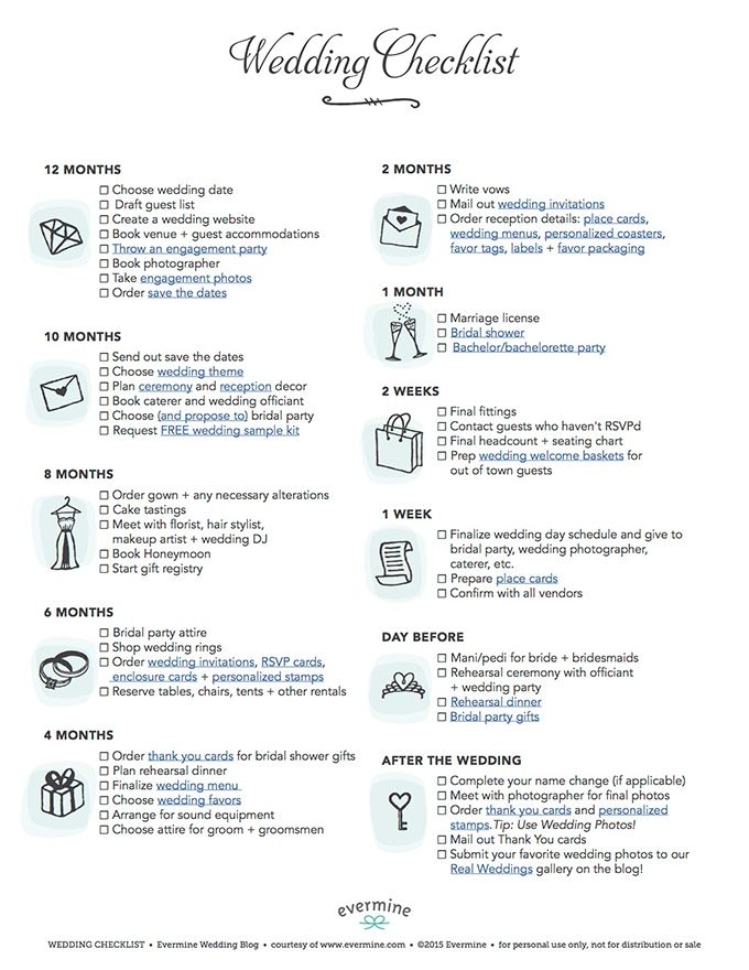 30 Day Wedding Checklist Printable