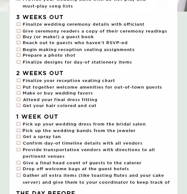 30 Day Wedding Checklist Printable