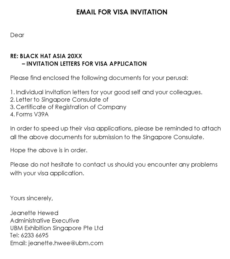 30 Sample Invitation Letters For Visa Family Visitor Etc 