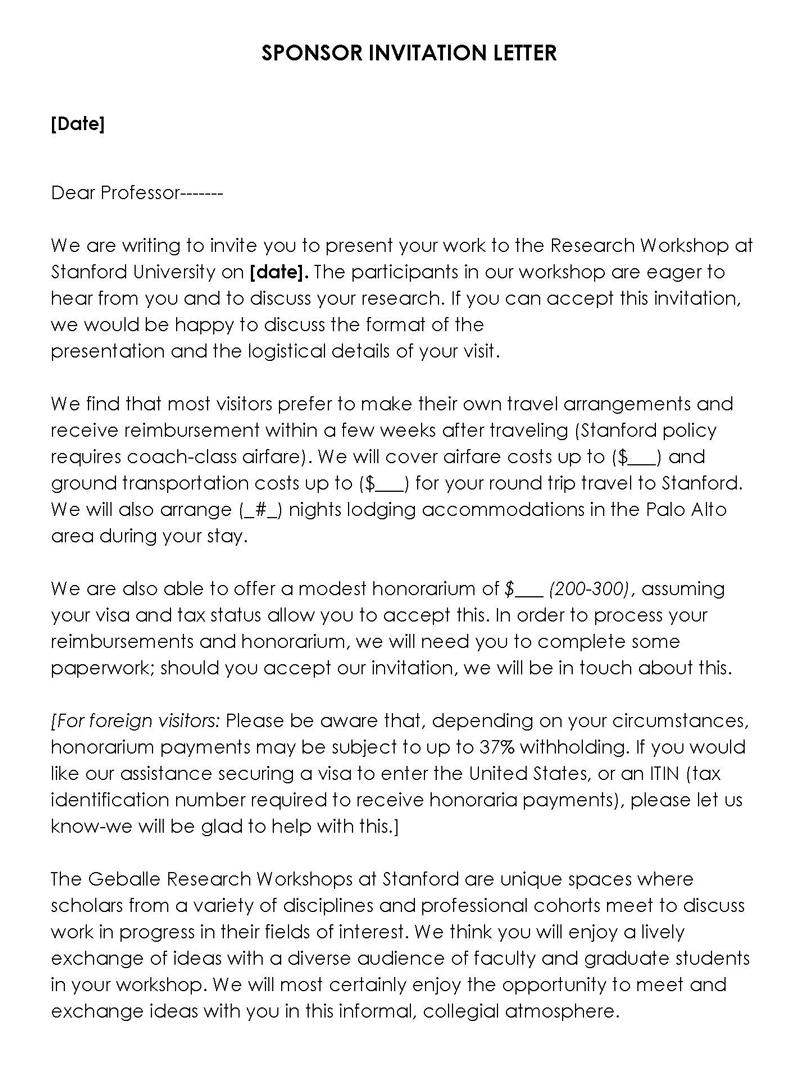 30 Sample Invitation Letters For Visa Family Visitor Etc 