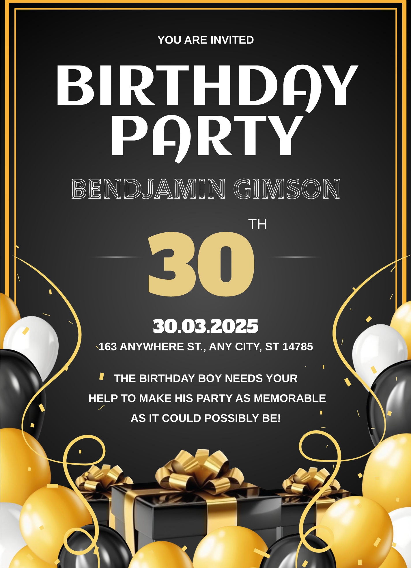 30th Birthday Flyer Free Google Docs Template Gdoc io