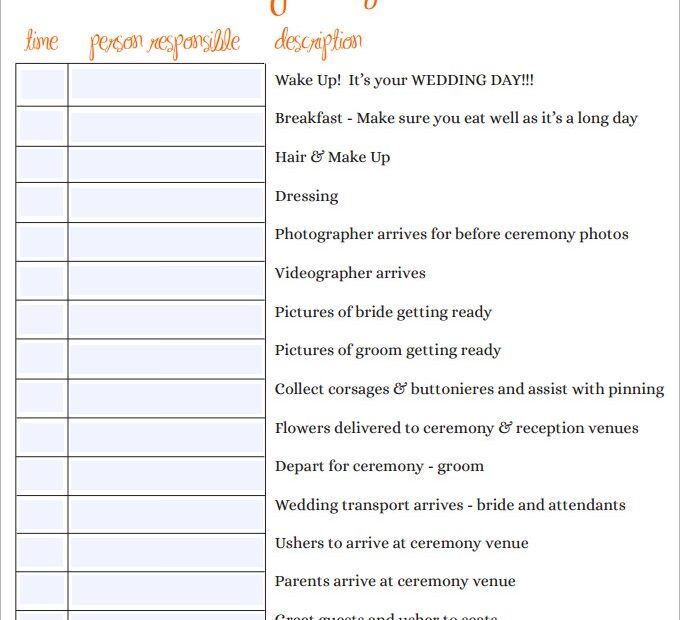 33 Wedding Schedule Templates Samples DOC PDF PSD