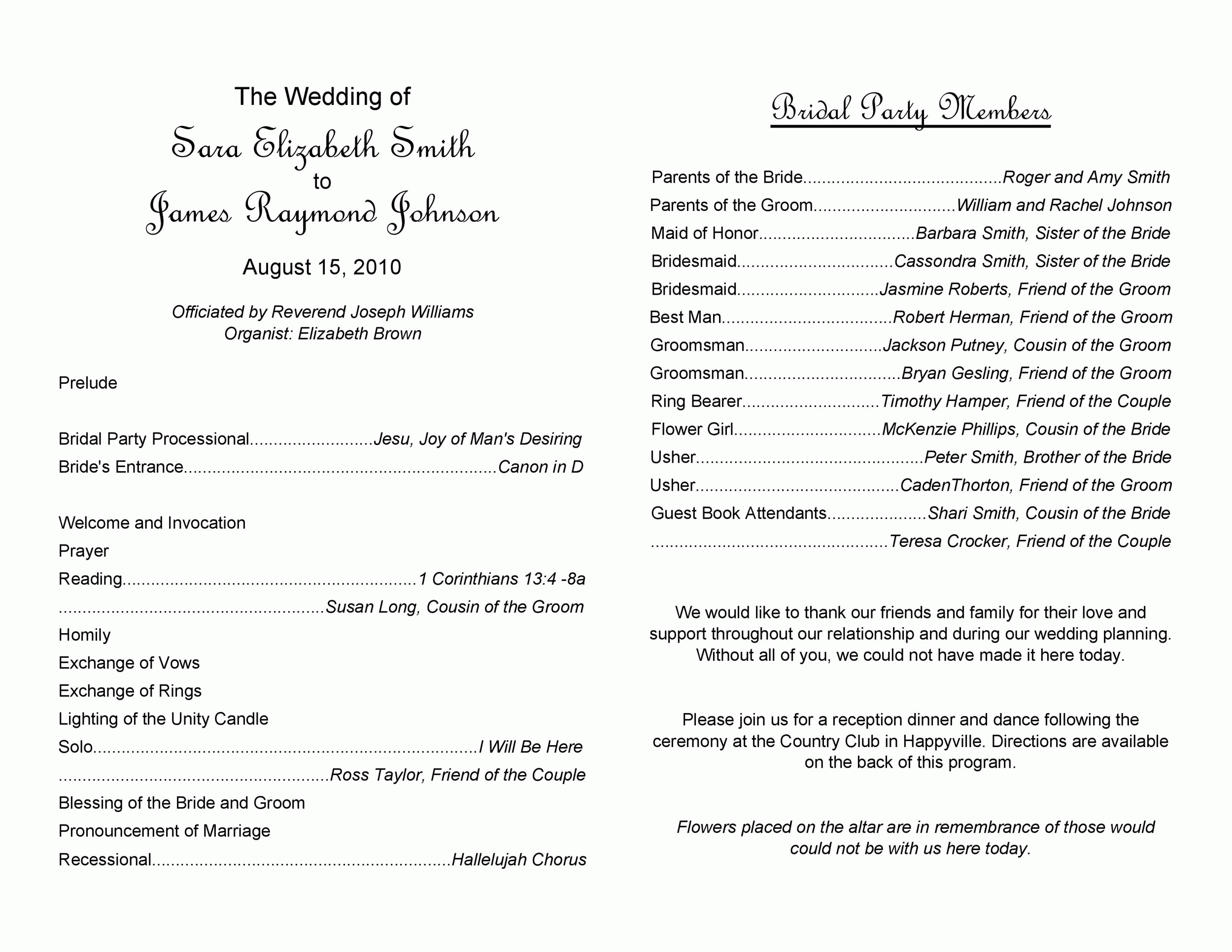 37 Printable Wedding Program Examples Templates Template Lab