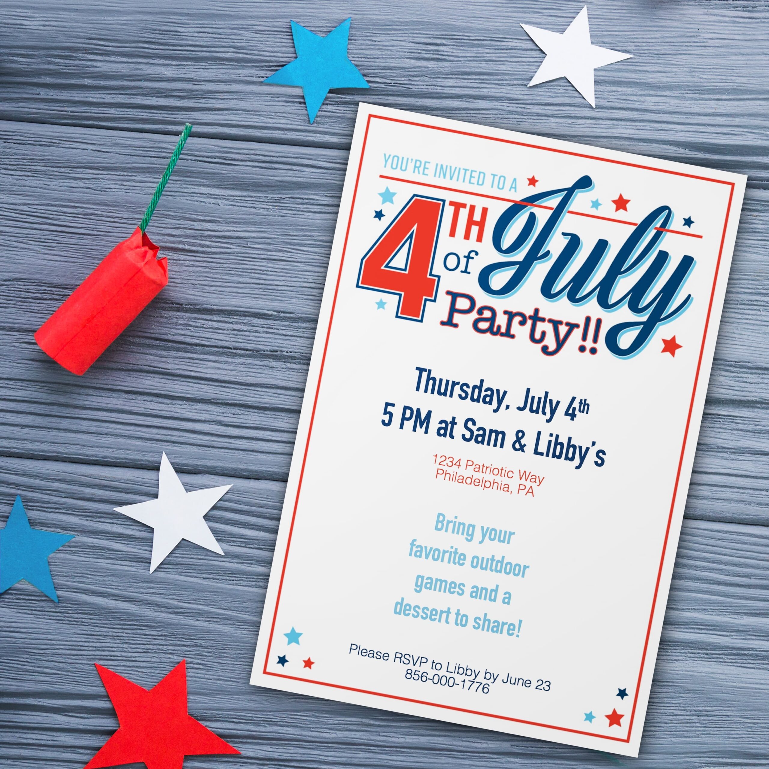 4th Of July Party Invitation Template Free Printable Download