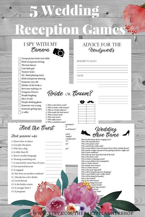 5 Wedding Reception Games Printable Wedding Reception Game Fun 