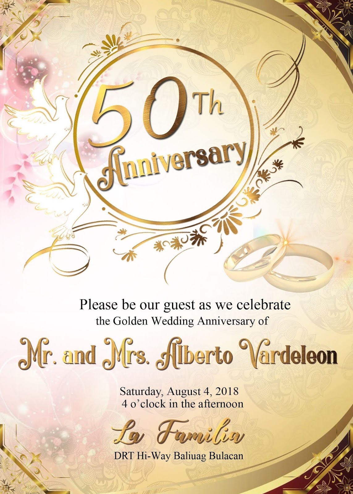 50Th Wedding Anniversary Invitations Templates