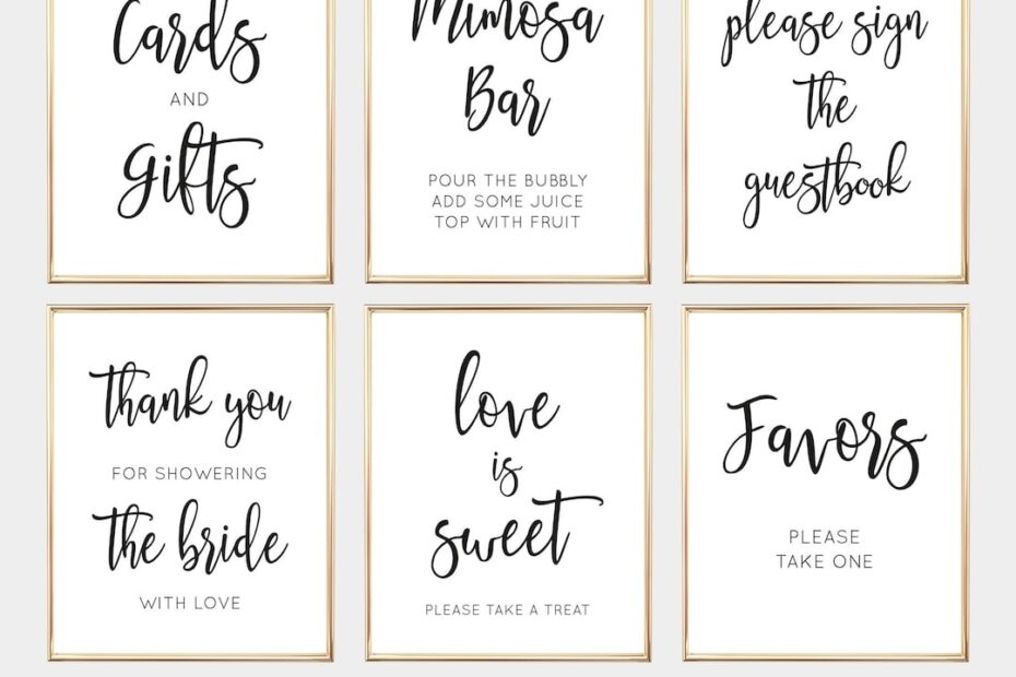 6 Bridal Shower Signs Bundle Printable Signs Signage Pack Wedding Shower Signs Set BR005 Etsy
