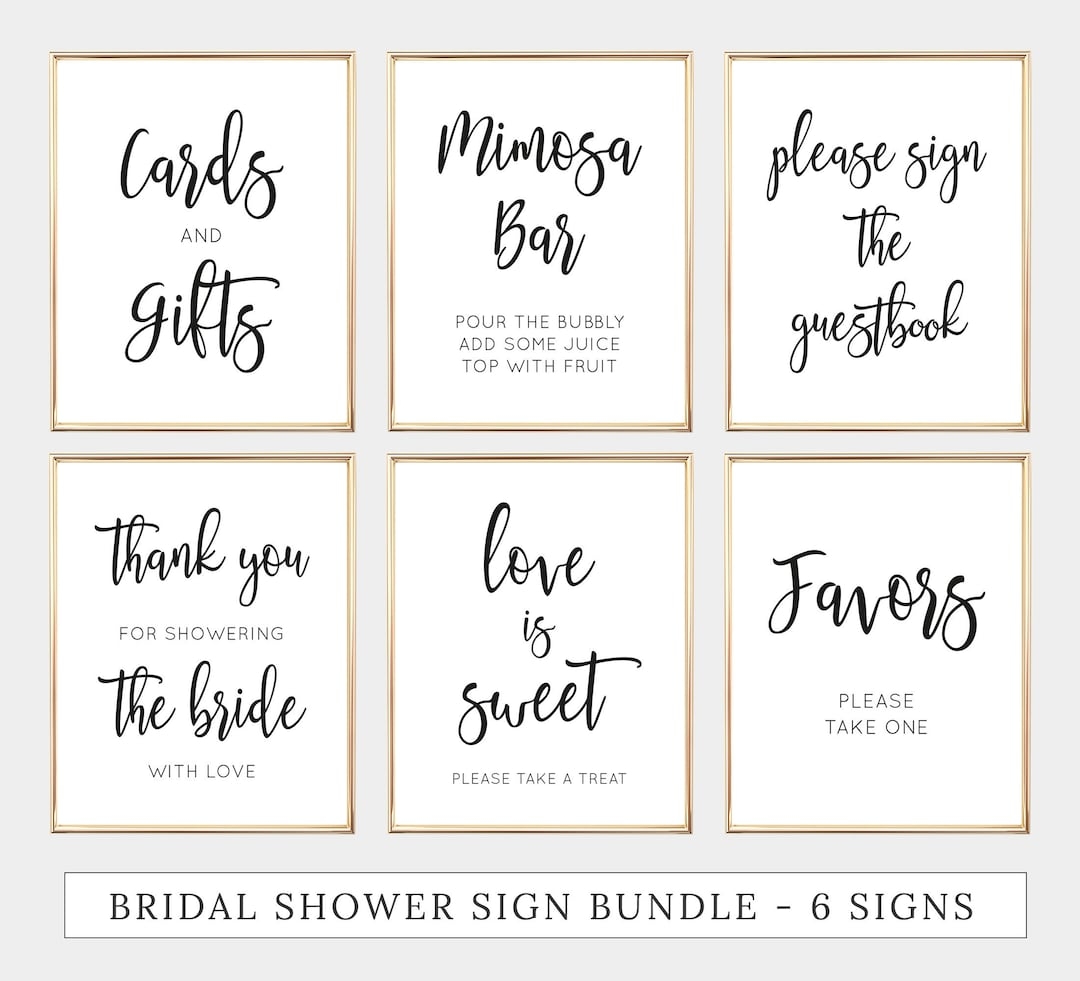 6 Bridal Shower Signs Bundle Printable Signs Signage Pack Wedding Shower Signs Set BR005 Etsy