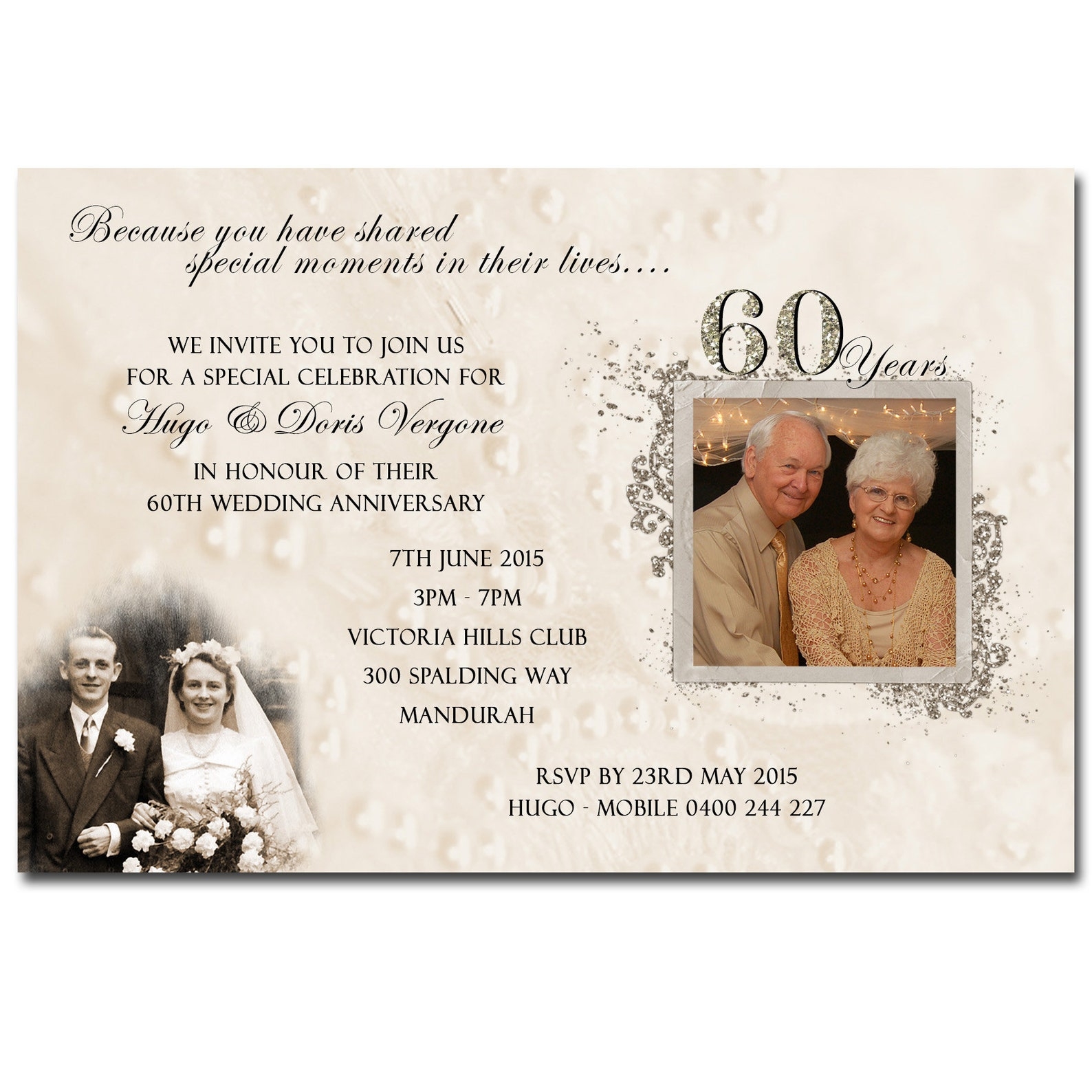 60th Wedding Anniversary Invitation YOU PRINT Etsy