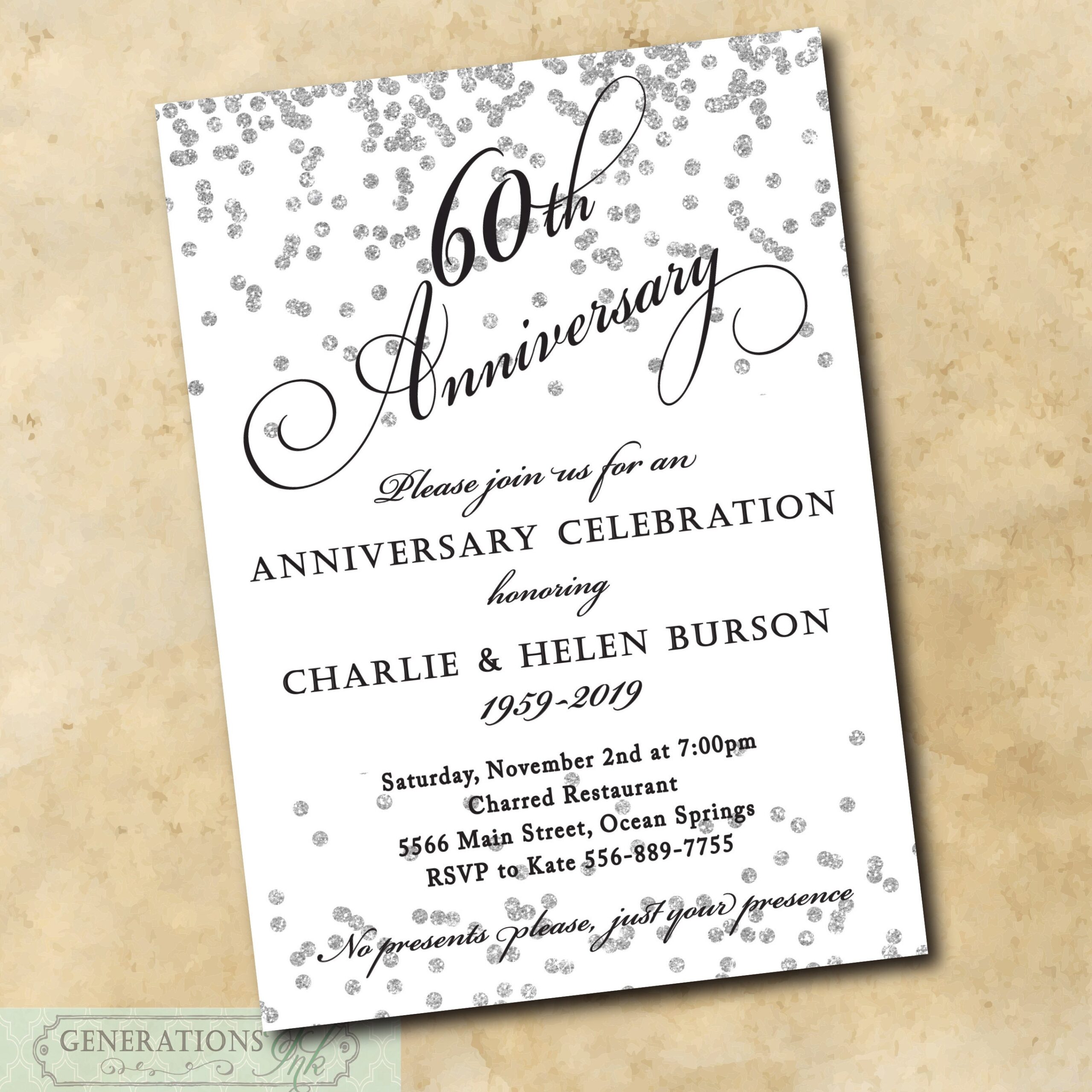 60th Wedding Anniversary Party Invitation Instant Dow Vrogue co