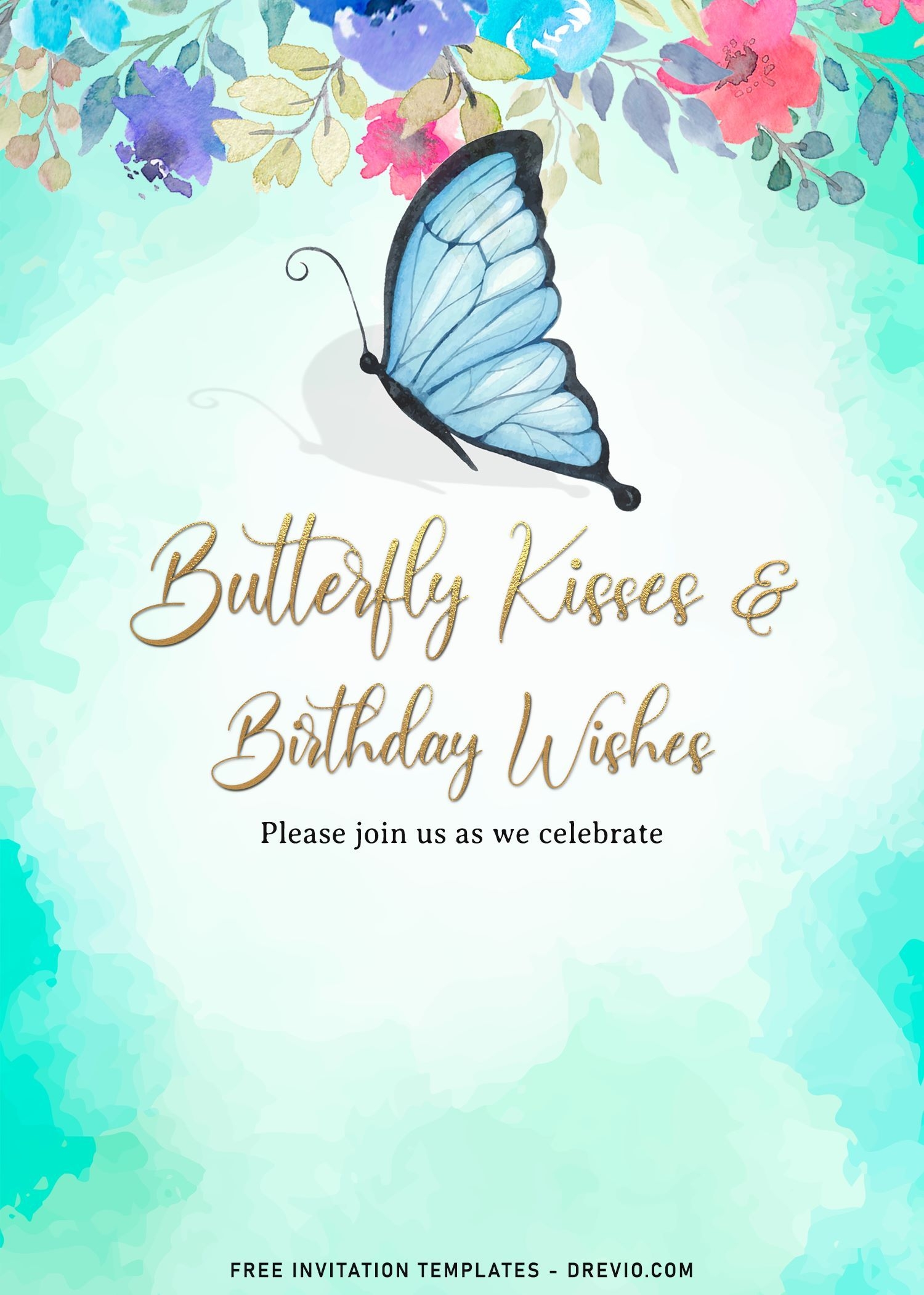 7 Watercolor Butterfly Birthday Invitation Templates For All Ages Worksheets Library