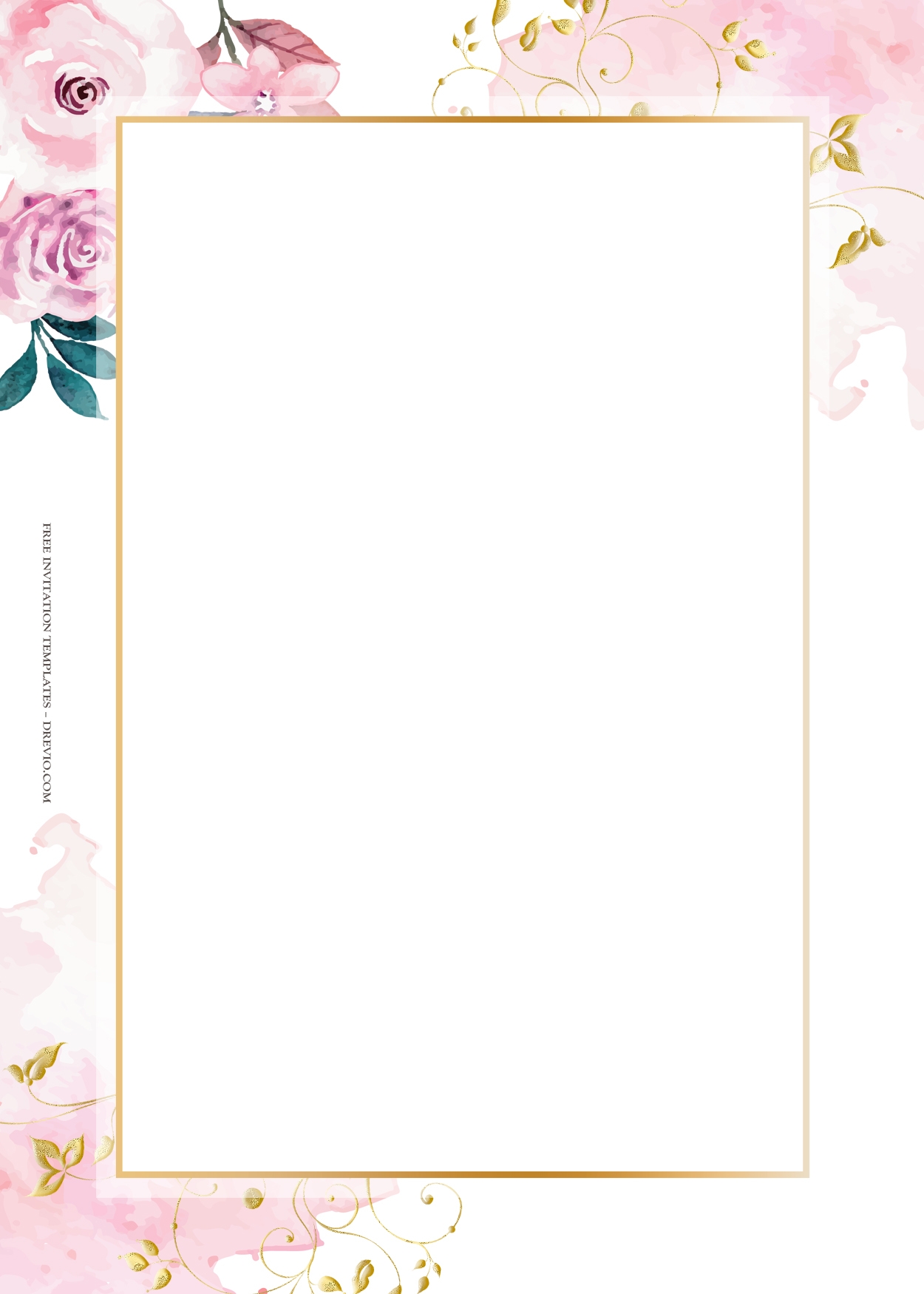9 Cherry Pink Floral Gold Wedding Invitation Templates