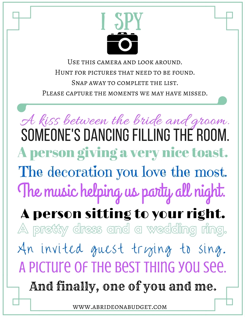 A Bride On A Budget Entertaining Your Guests With An I Spy Game and Free Printable 