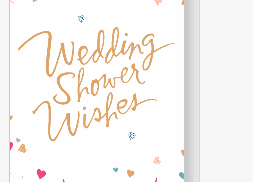 A Wedding Shower Wishes Card With Hearts And Confetti