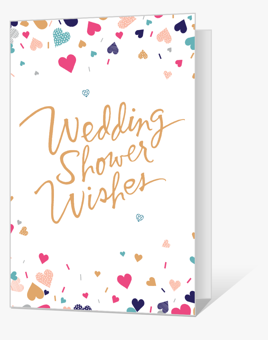 A Wedding Shower Wishes Card With Hearts And Confetti
