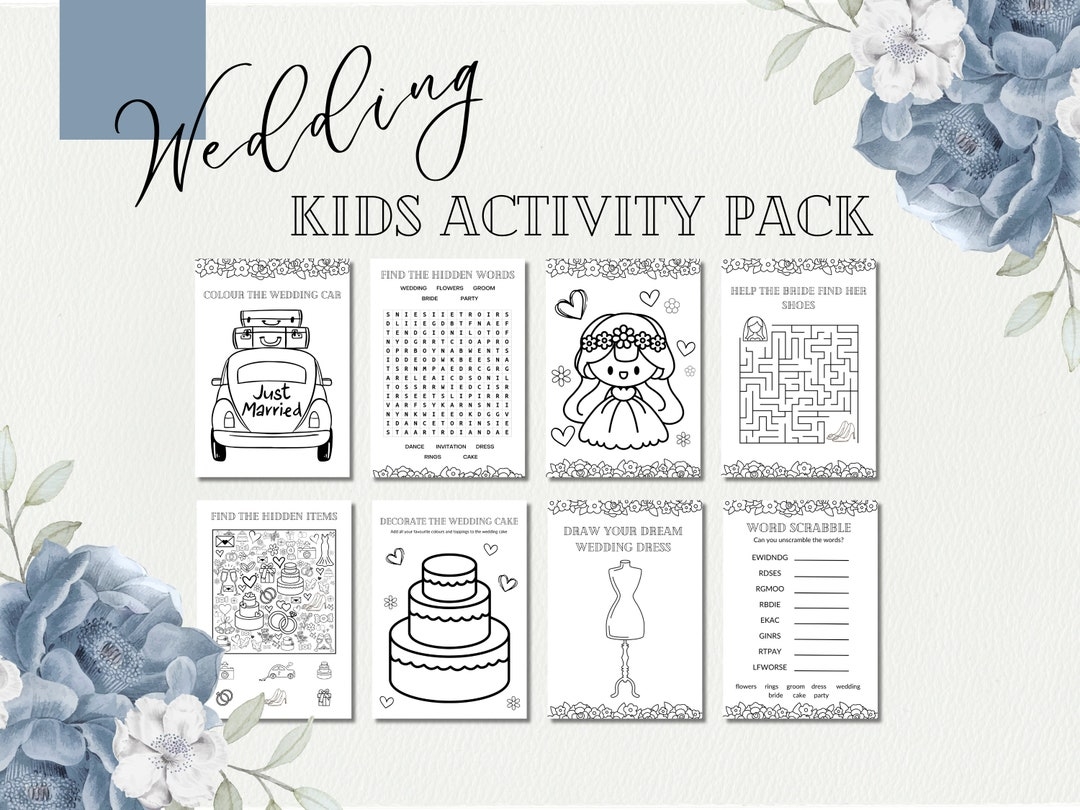 A4 Printable Kids Wedding Activity Pack Etsy