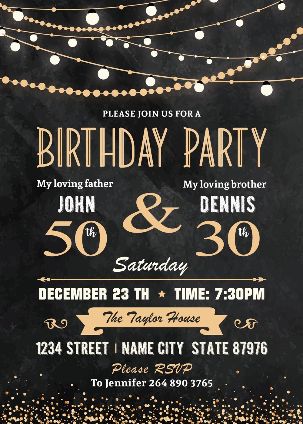 Adult Joint Birthday Invitation Joint Milestone Surprise Birthday 