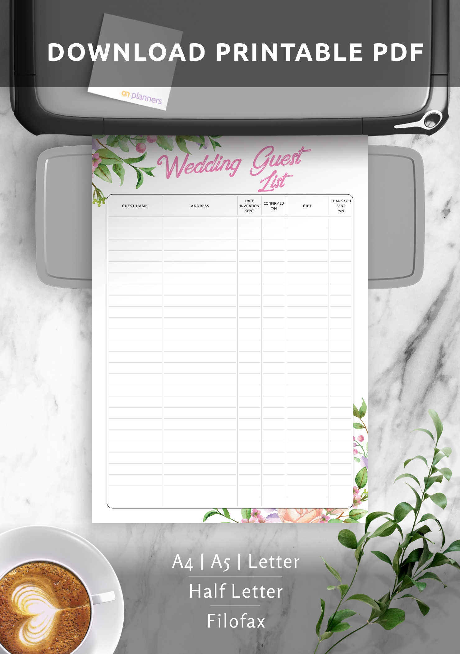 Aesthetic Wedding Guest List Template Stylish U0026 Simple Tool
