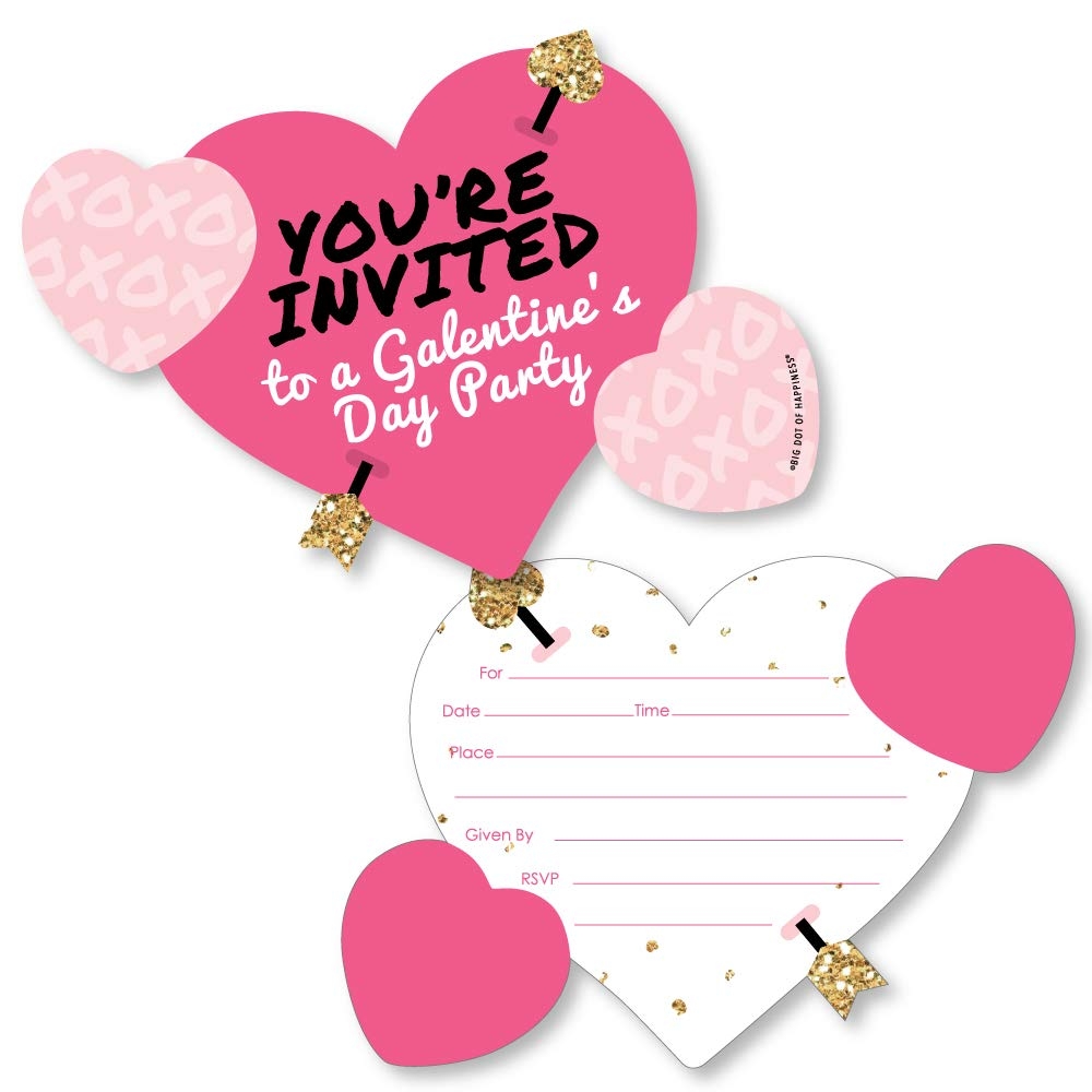 Amazon Big Dot Of Happiness Be My Galentine Shaped Fill In Invitations Galentine s And Valentine s Day Party Invitation Cards With Envelopes 