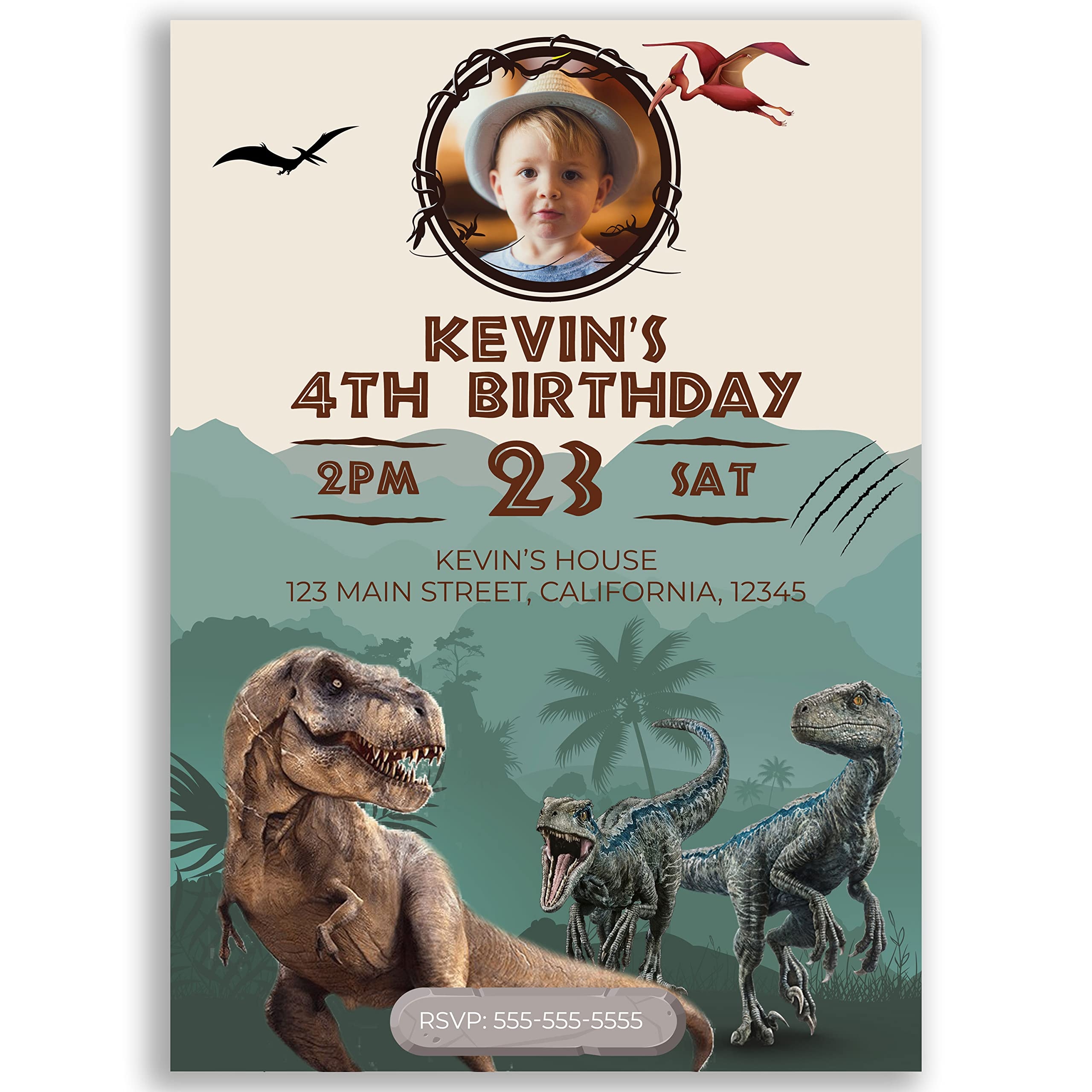 Amazon Color King Studio Custom Dinosaur Birthday Invitations Dinosaur Birthday Theme Boys Birthday Dino Invitation Dinosaur Party Invite 
