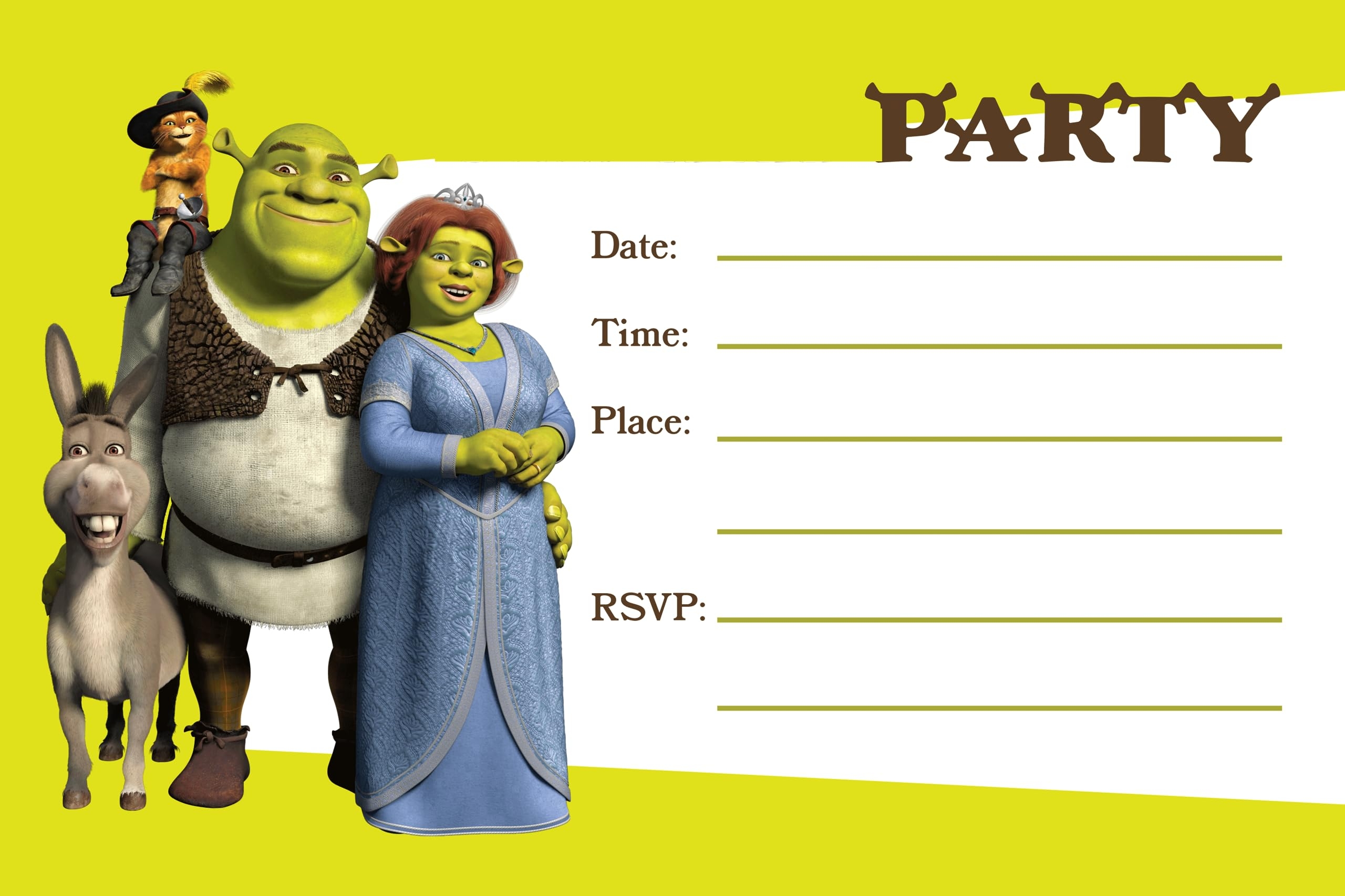 Amazon ENDLESS CHOICES 20x Shrek Birthday Invitations And Envelopes Fill in Happy Birthday Party Invitations For Kids 6X4 Inches Postcard 