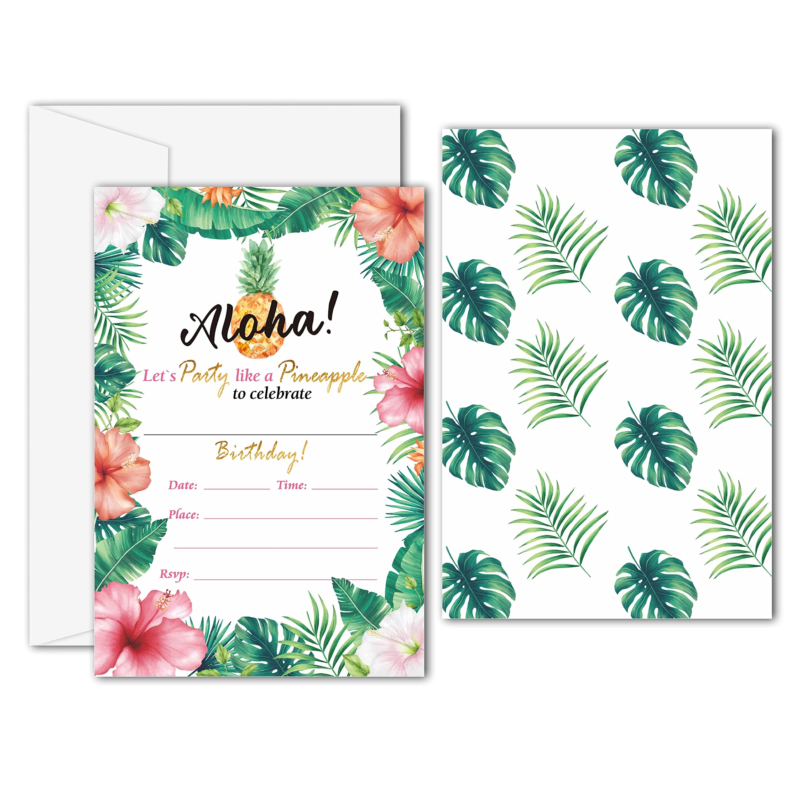 Amazon Hawaiian Summer Pool Party Invitations Aloha Luau Tropical Party Invitations Fill In The Blank Birthday Party Invites 20 Invitation 