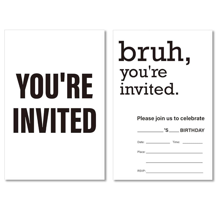Amazon Soiceu Teen Boy Birthday Invitations With Envelopes Set Of 20 You re Invited Birthday Party Invites Fill In Blank Home U0026 Kitchen