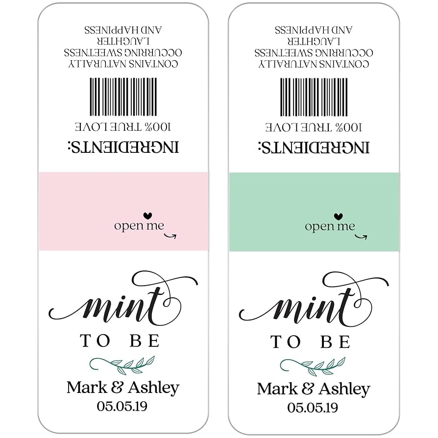 Amazon XOXOKristen 25 PCS Personalized MInt To Be Wedding Favor Stickers For Tic Tacs Box Custom Mint Labels With Date And Name Personalization Pink And Green Designs With Greenery Flower LABELS