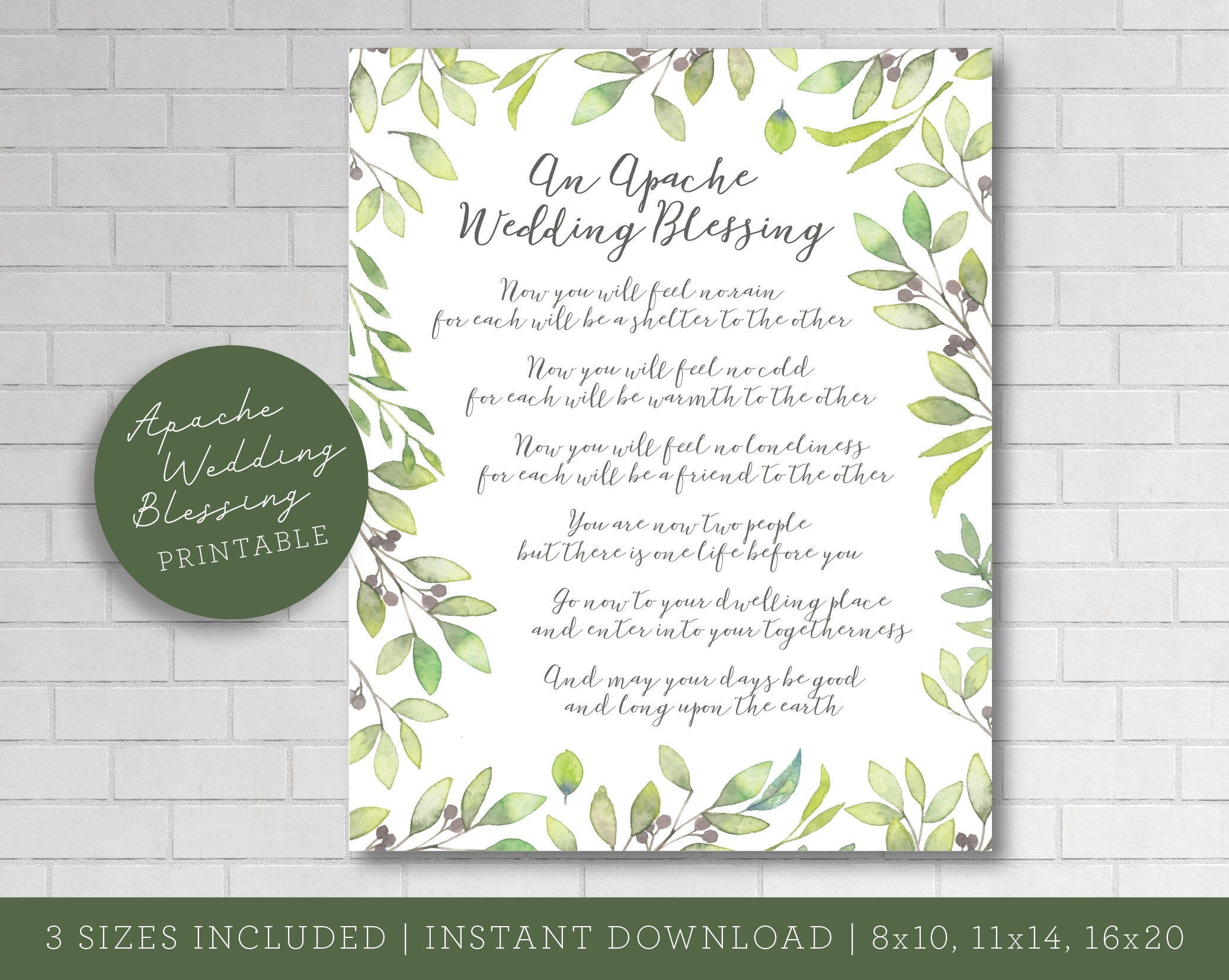 An Apache Blessing Poster Printable Wedding Print Etsy