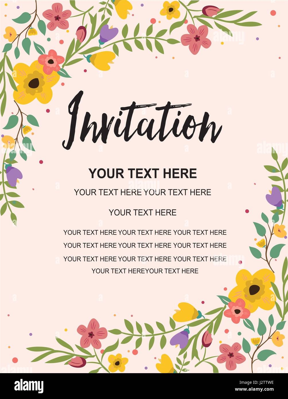 Anniversary Party Invitation Card Template Colorful Floral 