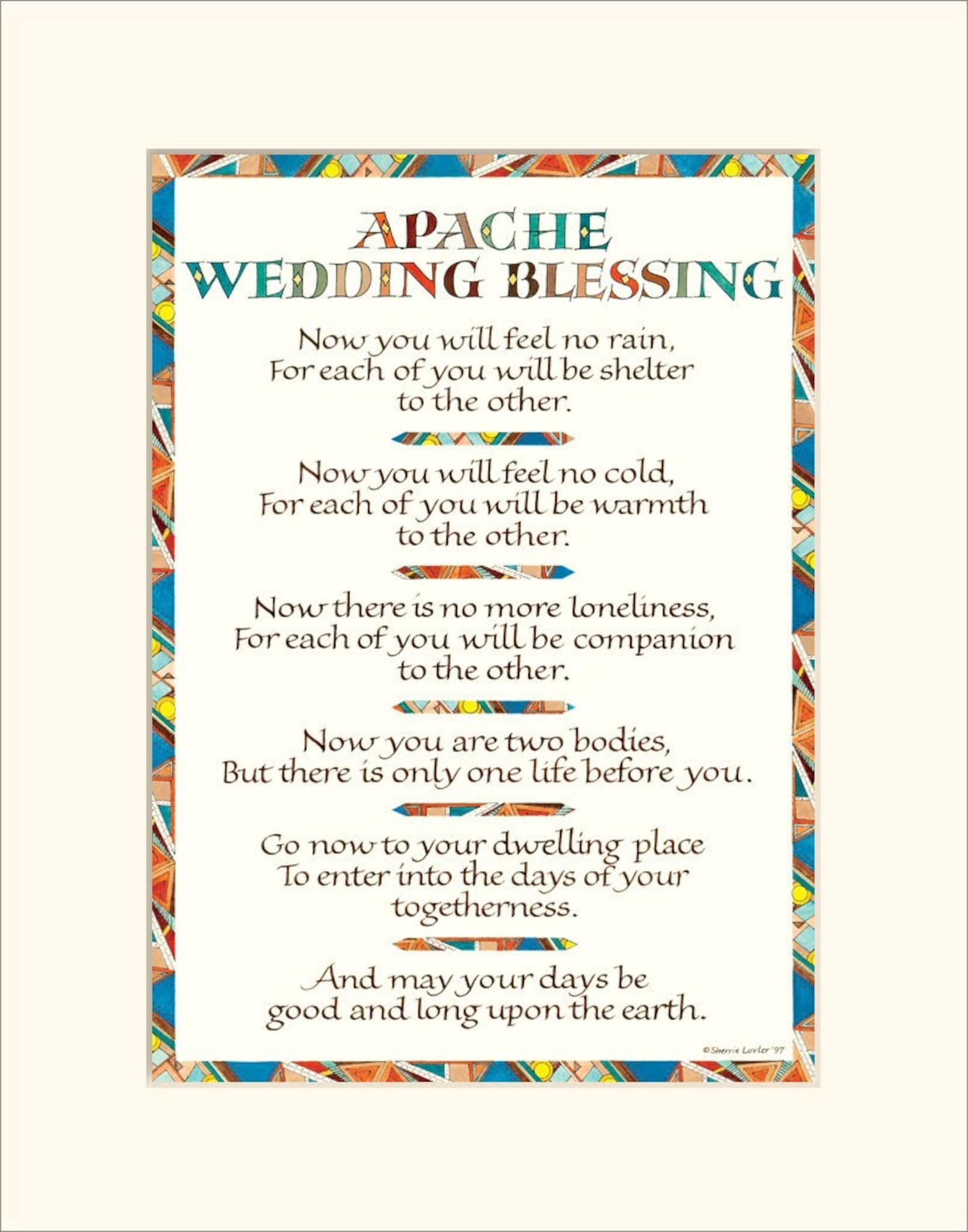Apache Wedding Blessing 11x14 quot Wedding Blessing Print Wedding Gift 