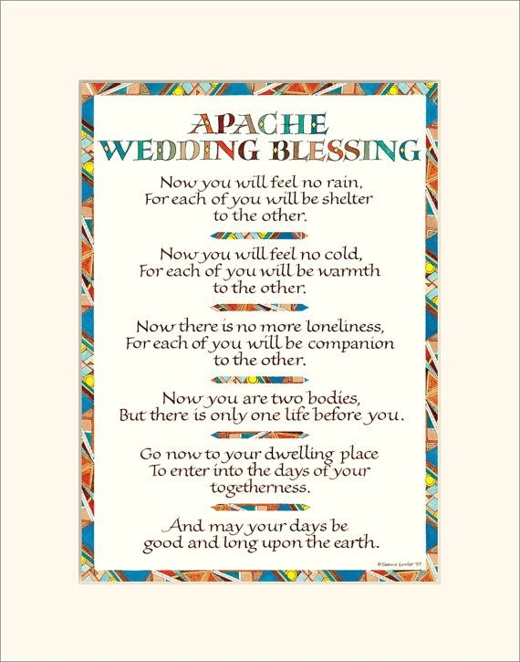Apache Wedding Blessing 11x14 Wedding Blessing Print Etsy Wedding 