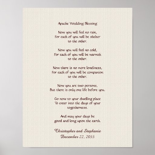 Apache Wedding Blessing Poster 11 quot X 14 quot Rustic Zazzle