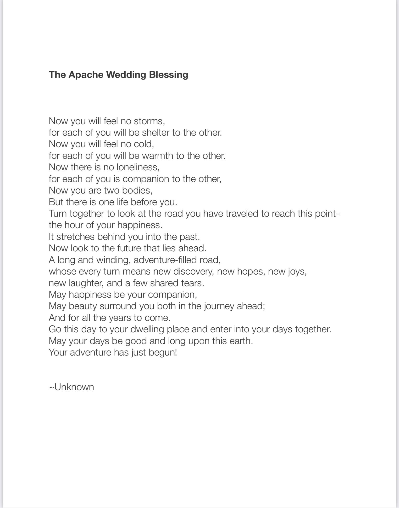 Apache Wedding Blessing